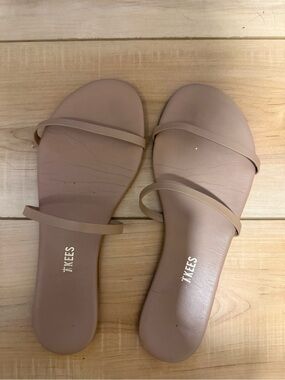 TKEES Gemma - Beach Bum (size 9) - leather Double-Strap Slides / Sandals
